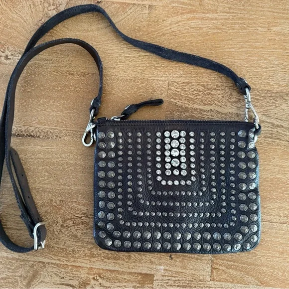 Campomaggi studded black leather crossbody *NEW* - Picture 2 of 7